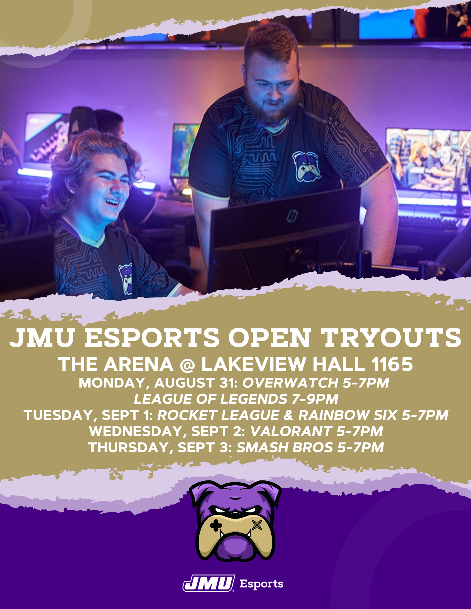JMU Esports Open Tryouts 2026 Schedule
