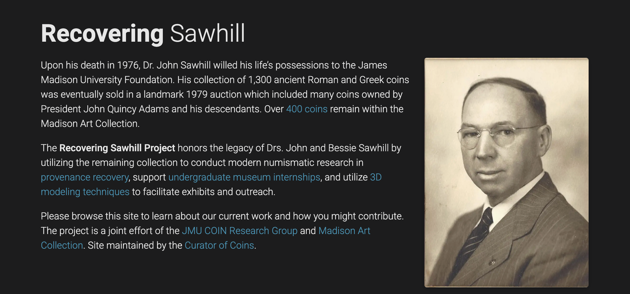 Screenshot from the home page of Recovering Sawhill