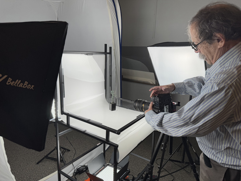Richard taking photographs of objects in our collection.