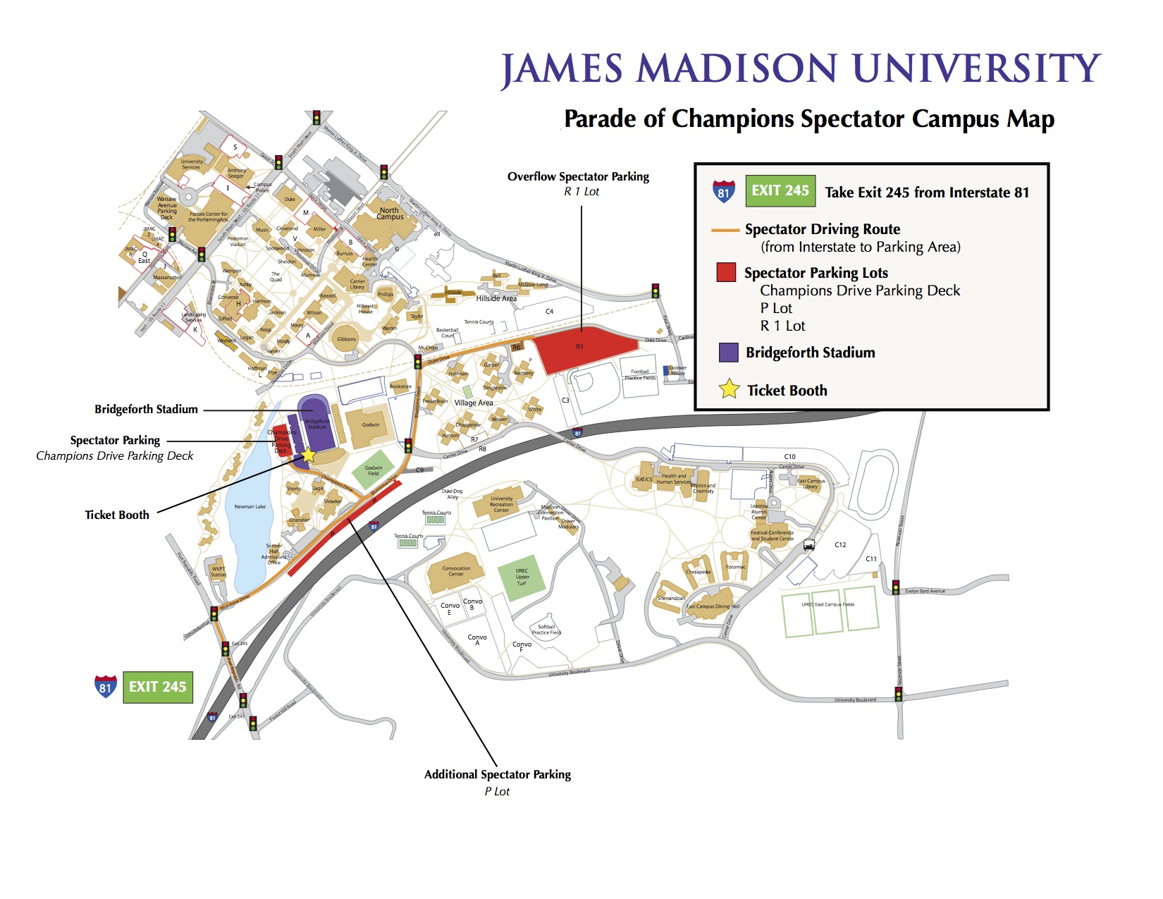 Parade of Champions Maps and Directions JMU