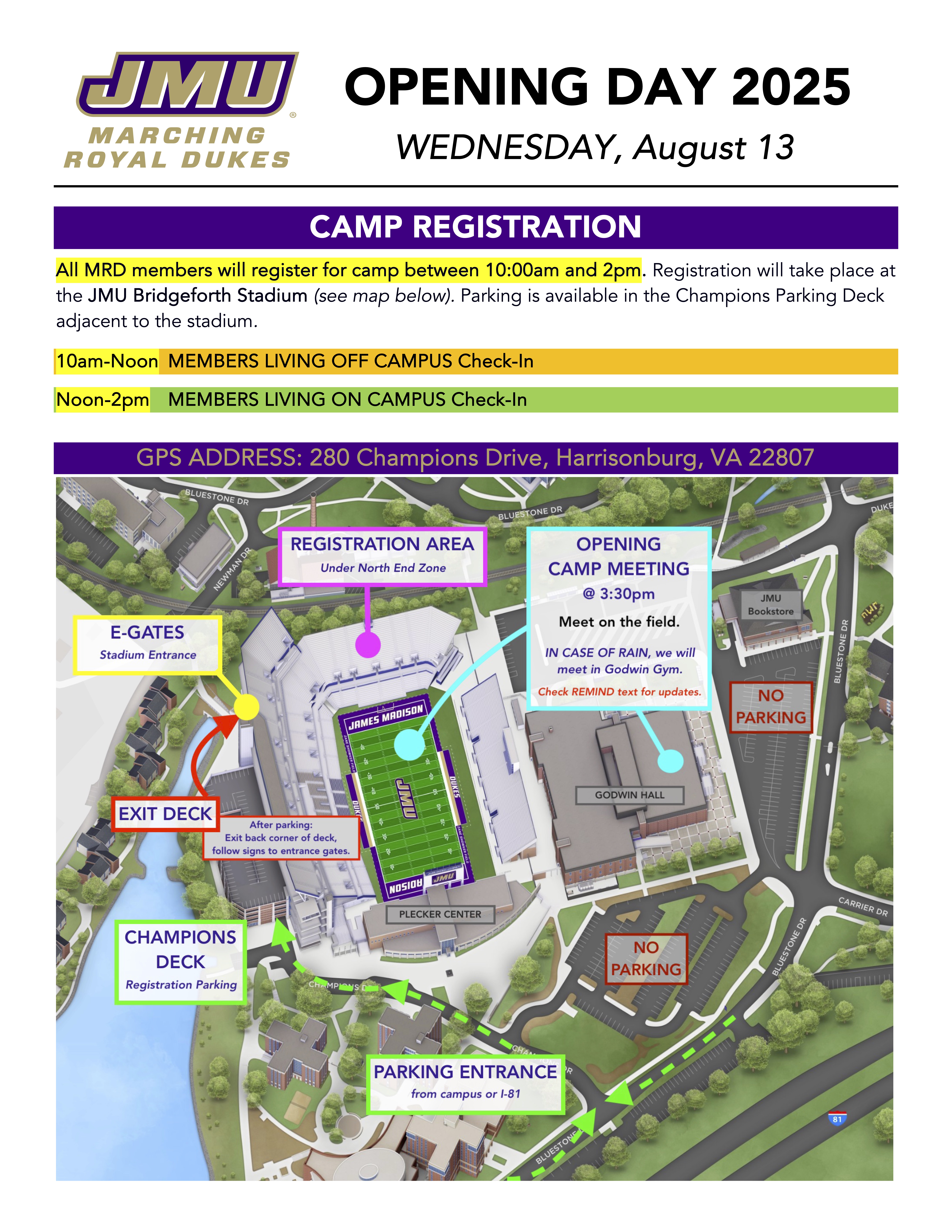 MRD CAMP Opening Day Schedule 1