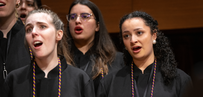 woman singing in a choir