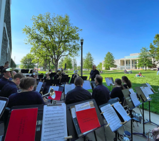 Photo from within a musical ensemble, outside