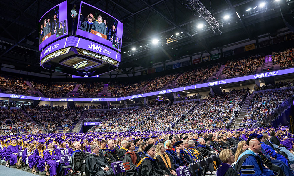 Arena full of people for graduation