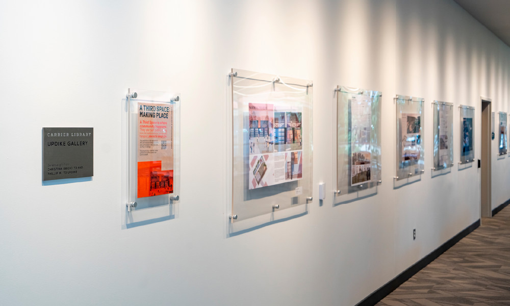 The Updike Gallery features wall spaces for two-dimensional artwork. 