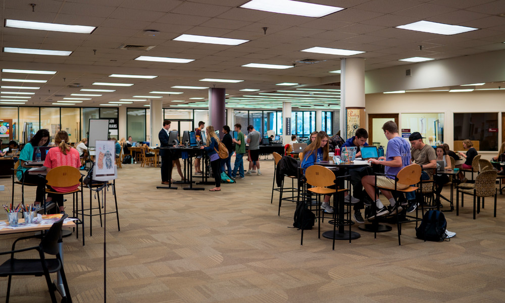 The former first-level interior study space pictured in 2018.