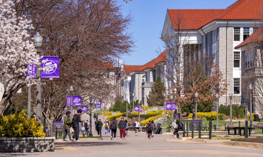 Even nature joined the celebration, with cherry blossoms in bloom alongside Giving Day signs across campus.
