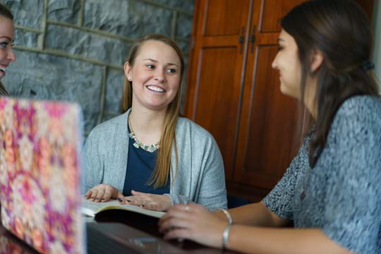 Claire Elverum studies with friends