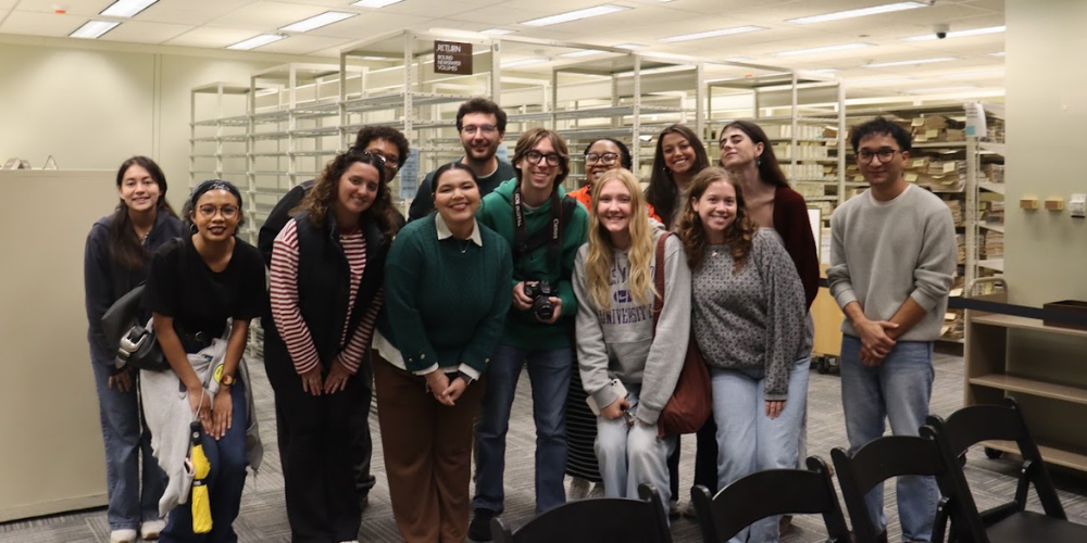 Students in the reading room of the historic Madison Building