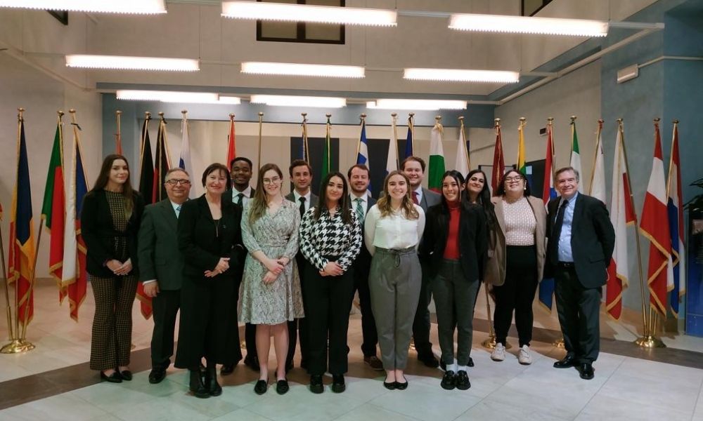 EUPS Cohort, Executive Director Dr. Charles Blake, and On-Site Director Dr. Caterina Paolucci at the offices of the European Commission’s Representation to Italy. Photo: Dr. Charles Blake