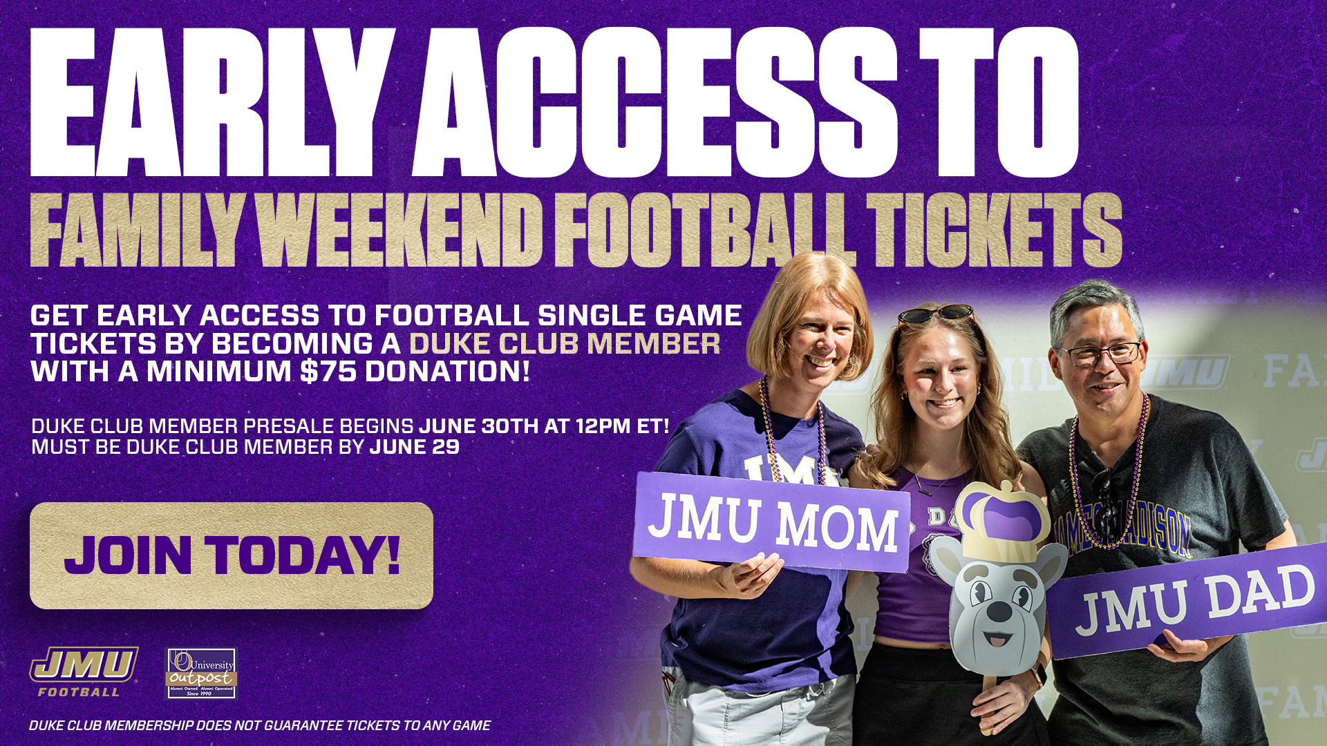 Early Access to Family Weekend Football Tickets