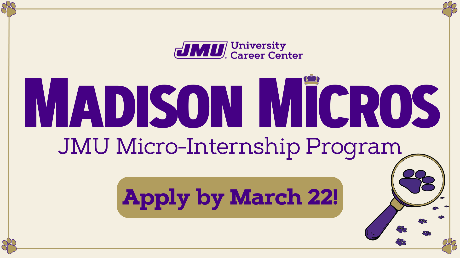 Madison Micros, JMU Micro-Internship Program, Apply by March 22