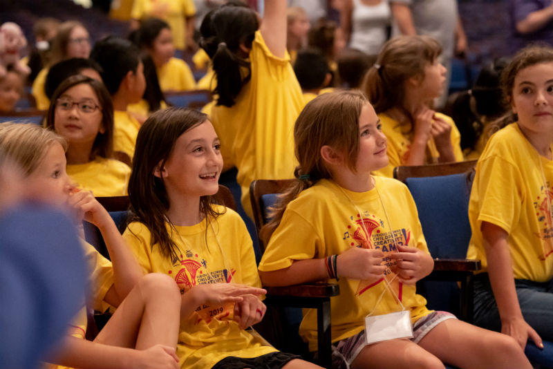Children preparing for the final performance of the Furious Flower Poetry Camp