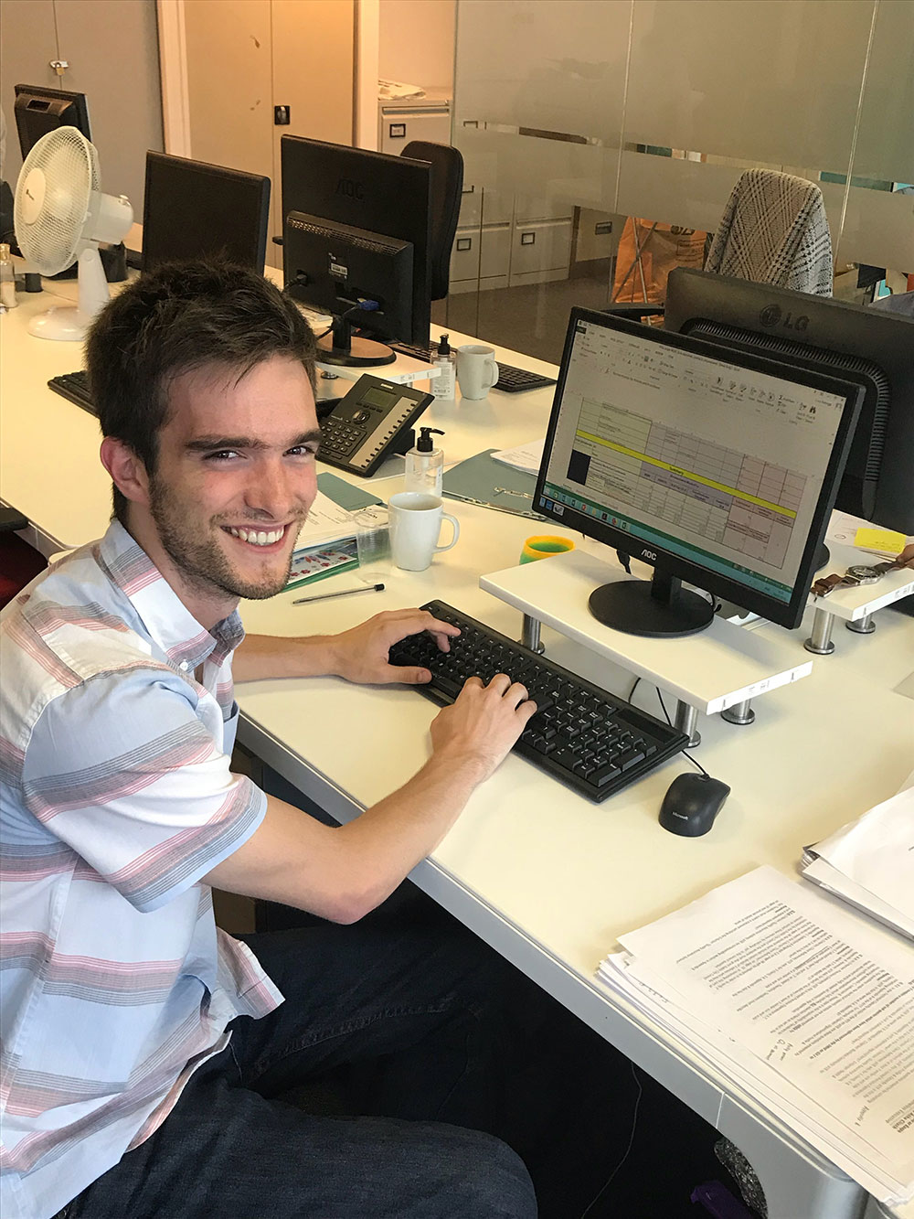 Petinga at his internship with Dublin Simon Community, helping them prepare for an upcoming EQUASS audit