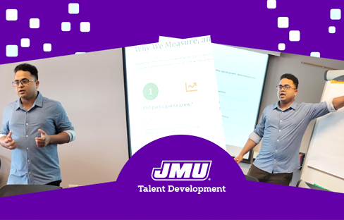 graphic of student in two different poses from presentation