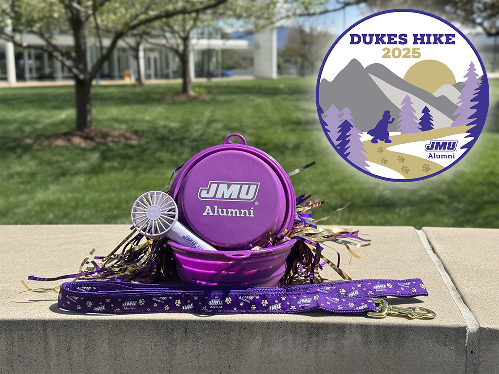 Photo of Alumni Gear and the Dukes Hike 2025 logo