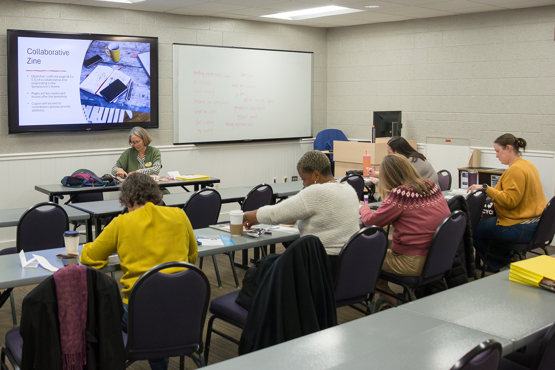 workshop group making zines