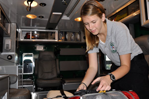 Hilary Jacobson at work in ambulance