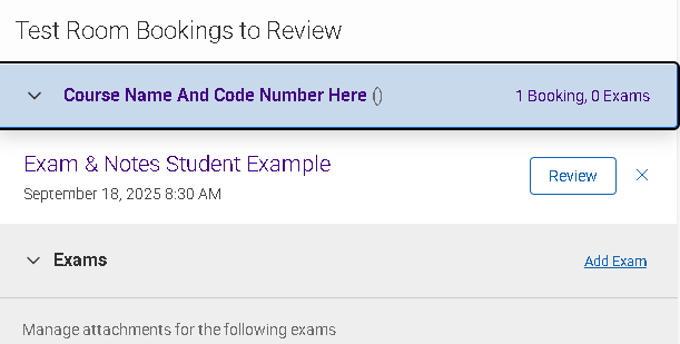 Window in Accommodate to open a student's exam reservation request