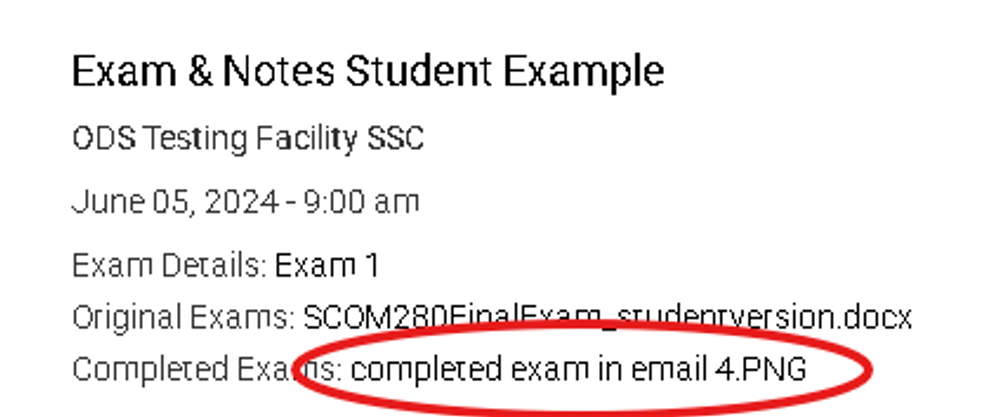 Example of where to find an exam that a student has completed.