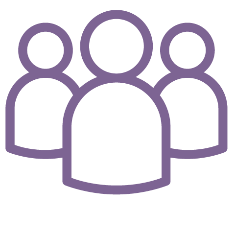 Three icons representing humans