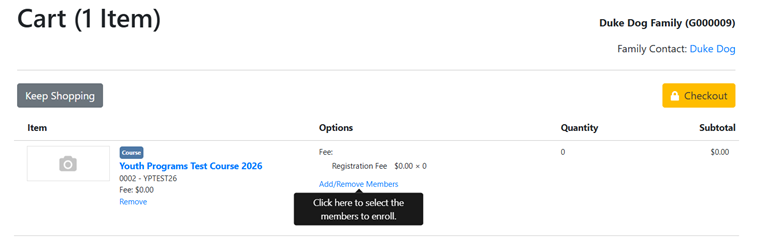 Add to Cart Screenshot