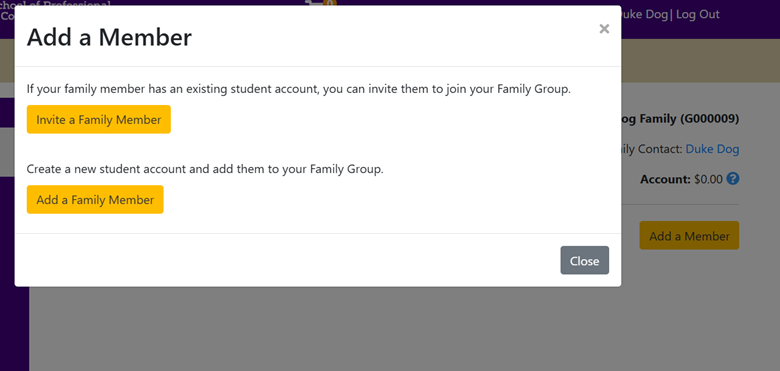 Add a Member Screenshot
