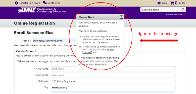 Ignore Pop Up