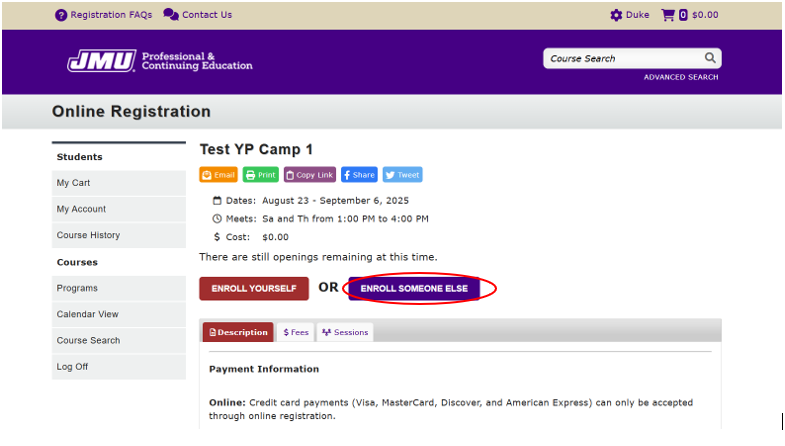 Enroll Someone Else