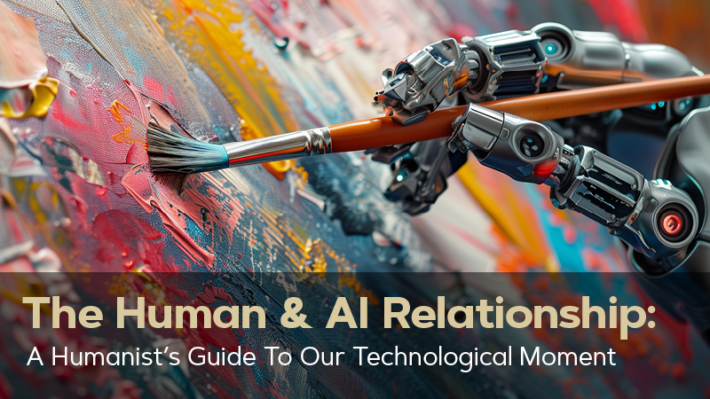 ai lecture poster robot hand painting with brush