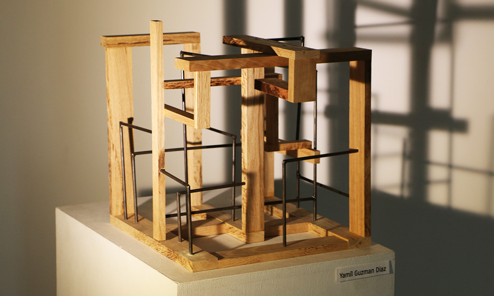 wooden and steel sculpture
