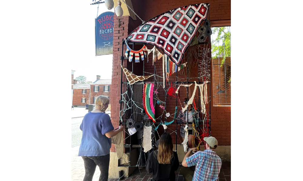fiber art weaving on location