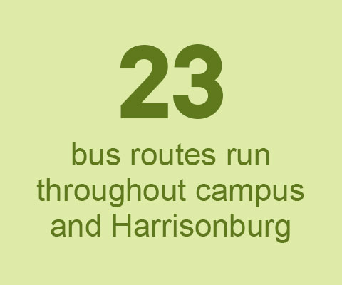 23 bus routes run throughout campus and Harrisonburg