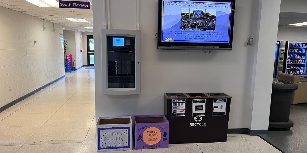 Union 2nd floor collection box area is located near the Warren Hall 2nd floor entrance across from Event Services desk