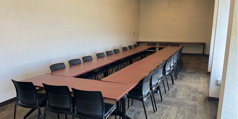 Conference room viewed from right rear of the room