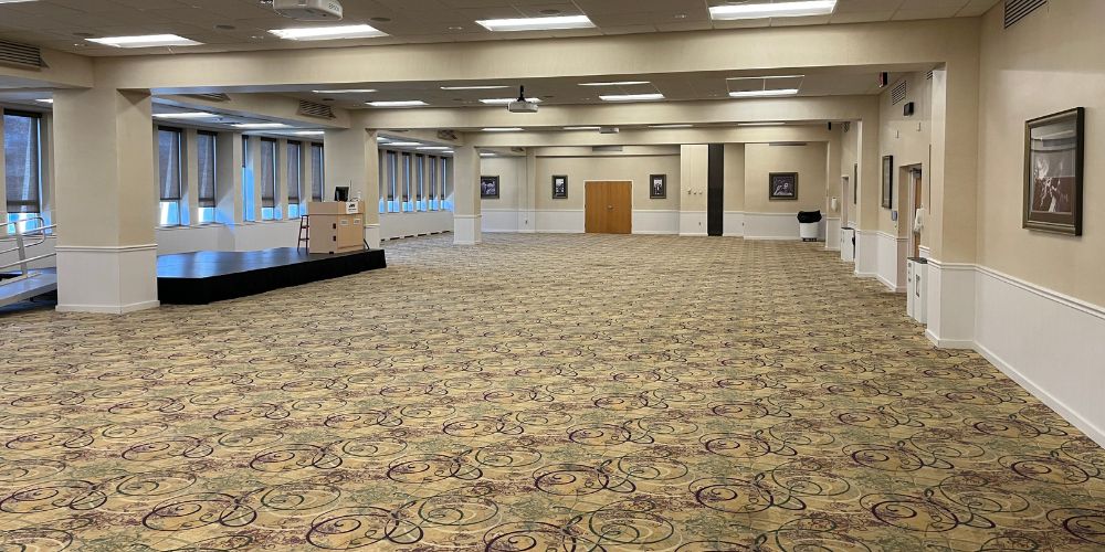 Union Ballroom viewed from left of room in an empty style setup.